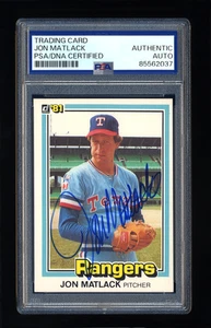 JON MATLACK SIGNED 1981 DONRUSS PSA/DNA AUTOGRAPHED TEXAS RANGERS NY METS HOF - Picture 1 of 2