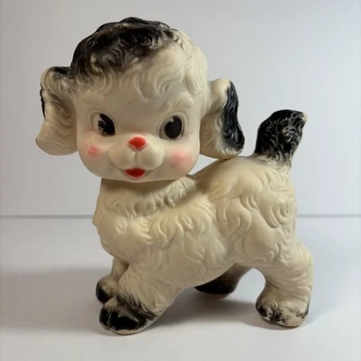 Sun Rubber Co Black White Dog Puppy Squeak Toy Vintage 1950's Moveable Head - Image 1 of 4