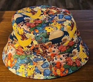Pokemon All Over Character Print Bucket Hat Game Freak Adult OSFA One Size - Picture 1 of 4