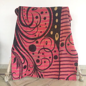 Boho Vintage Kantha Quilt Twin Blanket Traditional Adults Bedding Ralli 1 Pc - Picture 1 of 2