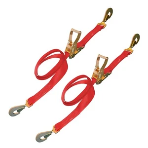 USA 2 Pack 2" x8' Ratchet Tie Down Strap w/Twisted Snap Hook for Trailer Wrecker - Picture 1 of 7
