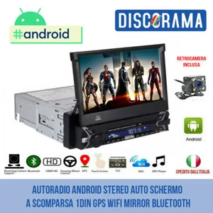 AUTORADIO ANDROID STEREO AUTO SCHERMO A SCOMPARSA 1DIN GPS WIFI MIRROR BLUETOOTH - Foto 1 di 4