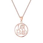 18Ct Rose Gold Plated Sterling Silver Circular 'I Am Loved' Pendant - 16 Inches