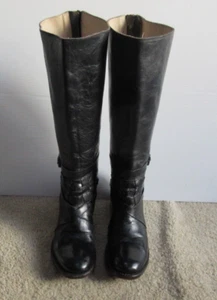 Freebird by Steven FB-Oak Women's Black Leather Tall Buckle Back Zip Boots Sz 7 - Picture 1 of 9