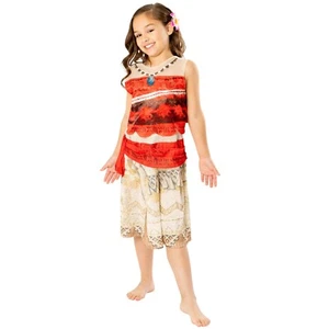 Moana Fancy Dress Kids Girls 3 4 5 6 7 8 9 10 Years Costume Dress Up Red - Picture 1 of 3