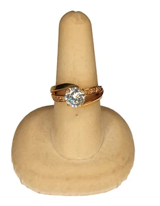 Ring Größe 9 rund weiß Strass goldfarben - Bild 1 von 7