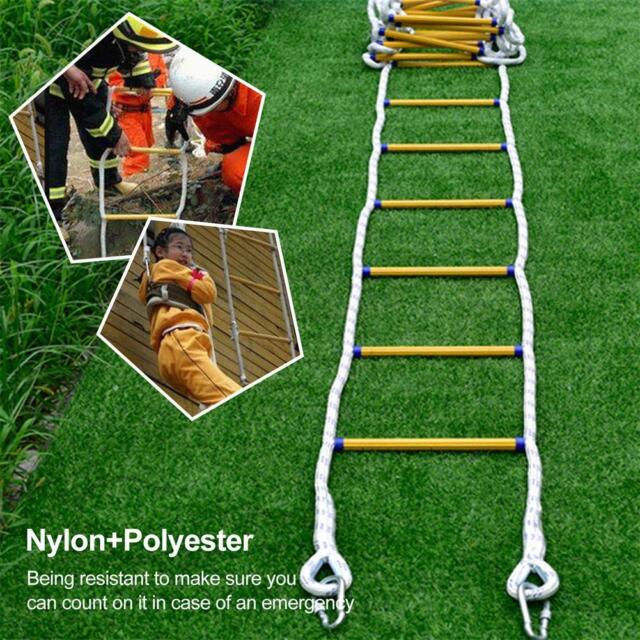 Fire Escape Rope Ladder 7.5m Retractable 3 Story Emergency Escape Safety  Rope Ladder with Anti Slip Crosspiece 
