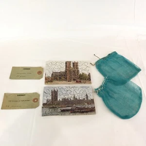 Lot of 2 Wooden 35 pc x 2 Jigsaw Puzzle House Of Parliament & Westminster Abbey - Picture 1 of 5
