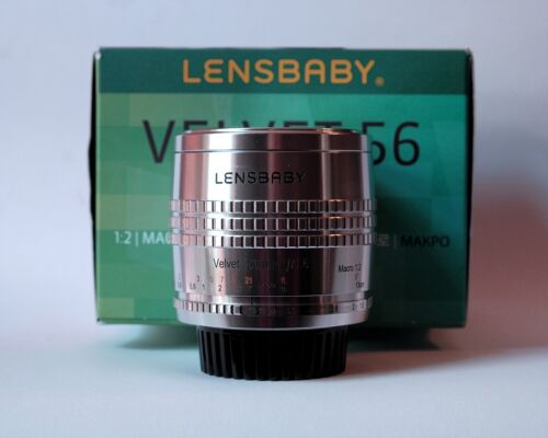 LENSBABY VELVET-56mm f/1.6 Nikon F Mount  Lens, Versatile Macro/Portrait SILVER