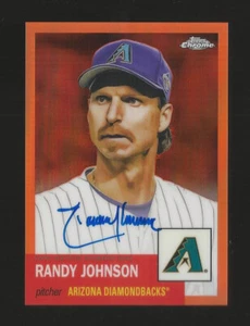 2022 Topps Chrome Platinum Randy Johnson Diamondback arancione rifrattore automatico 25/25 - Foto 1 di 2