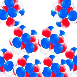 100 Union Jack Balloons Red White Blue 12" King's Coronation Street Party Decor - Picture 1 of 12