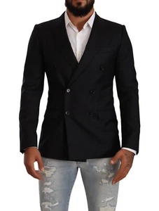 DOLCE & GABBANA Jacket MARTINI Black Dotted Double Breasted IT46/US36/S $3300 - Picture 1 of 9