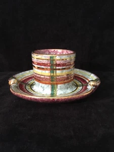 Vintage gilted porcelain dish from Italy signed by artist 6" dia / inside 2 3/4" - Picture 1 of 6