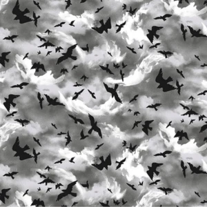 Studio E Midnight Magic Flying Crows Gray/Black Fabric By The Yard - Picture 1 of 2