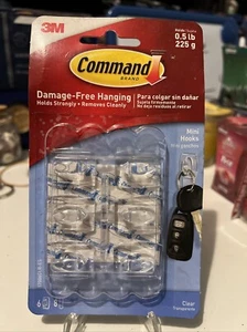 (6-Pk) Command Damage Free Hanging Mini Hooks Clear 17006CLR - Picture 1 of 2