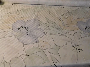 BIG HUGE COTTON FLORAL Contemporary Fabric BTY by the yard vtg drapery upholster - Picture 1 of 7