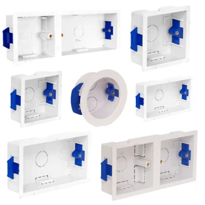 Dry Lining Back Box 1 or 2 Gang Circular 35mm White Electric Sockets Switches - Picture 1 of 10