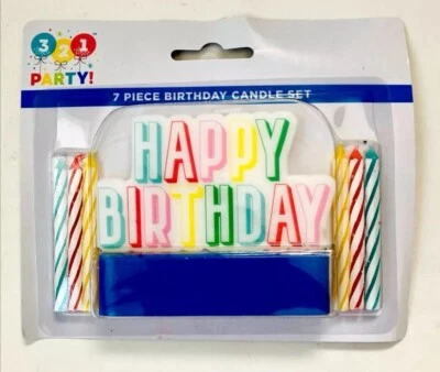 ¡Fiesta 321! Juego de velas de 7 piezas “Feliz cumpleaños” tapa para pasteles | Nuevo Foto 1 de 3