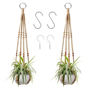 2 Pcs Plant Hangers Hanging Plant Holder for Indoor Outdoor Decor Macrame Hangin - Picture 1 of 7