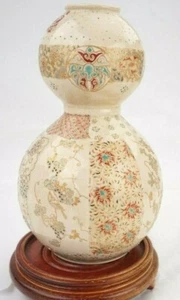 Antico vaso giapponese Sasuma Meiji doppio gord alto 8 pollici XIX secolo - Foto 1 di 9