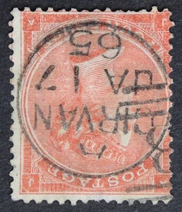GB SG82Wi QV 1862 4d Pale Red, Plate 4, Hair Lines, JA, Inverted Wmk., Fine Used - Picture 1 of 2