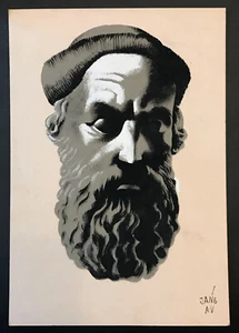 Jang A.V. / portrait de rabbin / rabbi / gouache sur carton / Judaica painting - Imagen 1 de 4