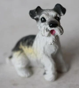 Schnauzer Dog Figurine Miniature Sitting Cute Face Resin Miniature Dog Figurine - Picture 1 of 1