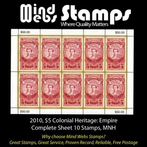 Australian Decimal Stamps 2010 $5 Colonial Heritage Queen Victoria, Sheet 10 MNH - Picture 1 of 3