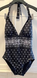 Michael Kors Black Cruise Halter One-Piece Swimsuit Swim Size 6 Ret $112 NWT - Picture 1 of 20