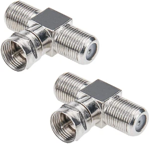 Coaxial Cable Splitter TV Splitter 2 in 1 Out 2-Pack F Type RG6 Male to 2 F Fema - Picture 1 of 12