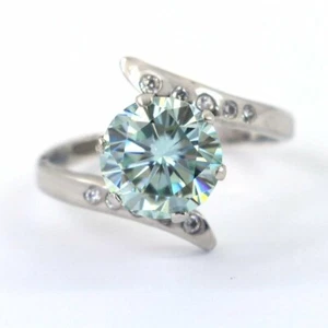 A Gorgeous 6.25 ct Blue Lab Created Diamond Ring With Great Shine & Luster AAA - Picture 1 of 7