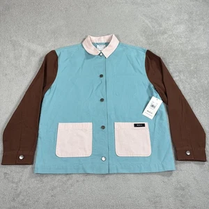 Chaqueta RVCA para mujer mediana tarea corista bloque de color de gran tamaño azul marrón rosa - Imagen 1 de 12