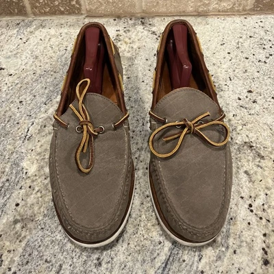 Eastland Hombres 12 D Zapato de Barco Sin usar, en caja, Puntera Zapatos con Cordones 1 Ojo Beige Lona Hecho en EE. UU. Foto 1 de 4