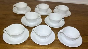 Set of 8 Corelle Winter Frost White Hooked Handle Cups & Saucers Multiple Avail! - Picture 1 of 6