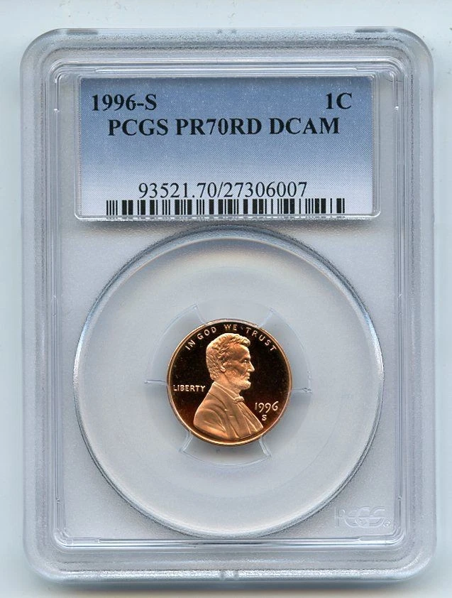 1996 S 1C Lincoln Cent Proof PCGS PR70DCAM - Image 1 of 1