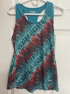 SAUCONY | teal & red racer back athletic tank | Sz M women’s - Picture 1 of 10