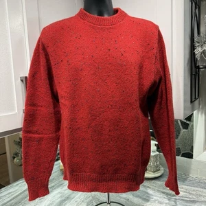 Vintage 80s Winona Knits Wool Sweater Men L Stripe Crewneck Made in USA Red - Picture 1 of 8