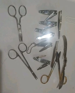 5 VTG Nail Clippers 2 W/File 1 is Trim, 2 Tweezers, 3 Scissers & 1 Revlon Nipper - Picture 1 of 9