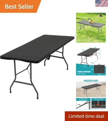 Compact 6FT Portable Black Folding Table - Perfect for Weddings & Tailgating - Image 1 of 4