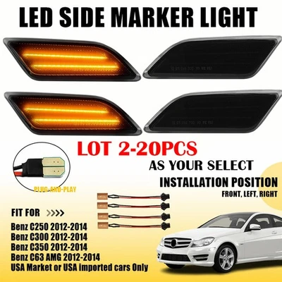 2-20 дымчатых светодиодных габаритных фонаря для 2012-2014 Mercedes Benz C250 C300 C350 C63 - Изображение 1 из 4