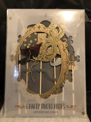 Meri Meri Party Photo Props Set Of 6 Gold Confetti Party Photo Booth Props - Image 1 of 2