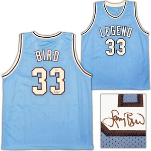INDIANA STATE SYCAMORES LARRY BIRD AUTOGRAPHED BABY BLUE JERSEY BECKETT 203449 - Picture 1 of 7