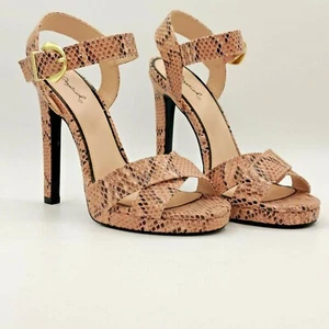 Zapatos de salón de tacón de aguja rosa qupid con patrón de serpiente en talla 7 para mujer - Imagen 1 de 12