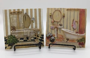 Vintage C. Winterle Olson 3D Wall Relief Art Sculpture Bathroom Painting Pair - Picture 1 of 13