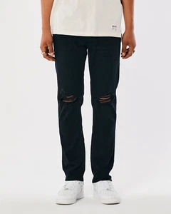 HOLLISTER Men's W30x29L Ragged Slim-Straight Jeans, Mid-Rise Stretch Denim Pants - Picture 1 of 6