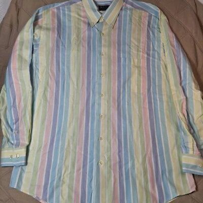 Camisa con botones 100 % algodón MINE para hombre talla L arco iris Sherbert a rayas manga larga Foto 1 de 4