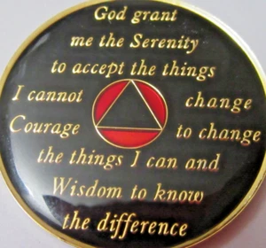 Red AA Alcoholics Anonymous 10 Year Symbol Burgundy Chip Medallion Token  Coin - Picture 1 of 7