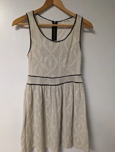 Mounteau Los Angeles girls: sleeveless dress Size M, cream color w/black trim. - Picture 1 of 9