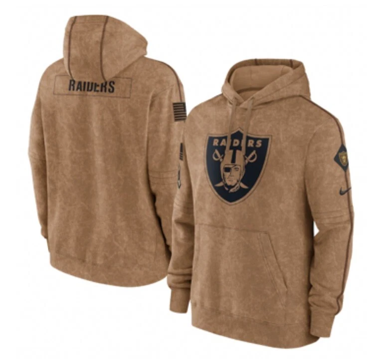 Las Vegas Raiders Nike NFL Salute To Service Club Pullover Brown Hoodie Men’s XL