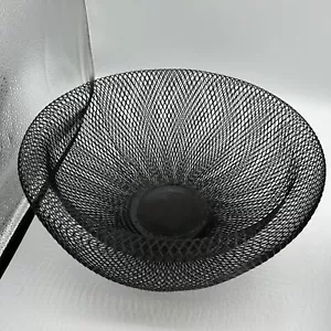 Modern Wire Mesh Fruit Basket Display Storage Bowl Black Open Mesh Design 113/4” - Picture 1 of 4